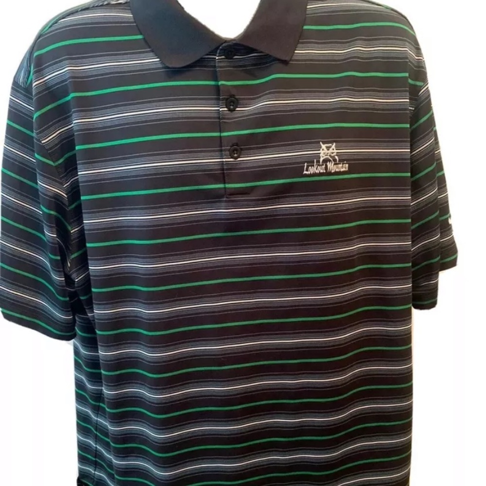 Nike Golf Striped Black Polo Shirt Dri Fit XXL
